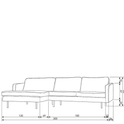 Outlet Wohnen L Sofa in Khaki und Schwarz - Retro Style - Afeiro