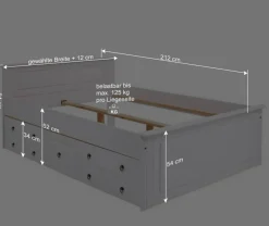 Outlet Wohnen Lackiertes Kiefernholz Ehebett in Weiß - Velriva