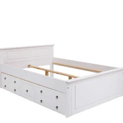 Outlet Wohnen Lackiertes Kiefernholz Ehebett in Weiß - Velriva