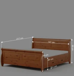 Clearance Wohnen Landhaus Bett in 140x200 mit Schubladen - Lusanne