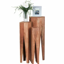 Online Wohnen Landhaus Blumenständer Set Pisino aus Massivholz naturbelassen (dreiteilig)