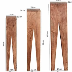Online Wohnen Landhaus Blumenständer Set Pisino aus Massivholz naturbelassen (dreiteilig)