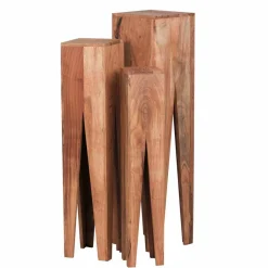 Online Wohnen Landhaus Blumenständer Set Pisino aus Massivholz naturbelassen (dreiteilig)