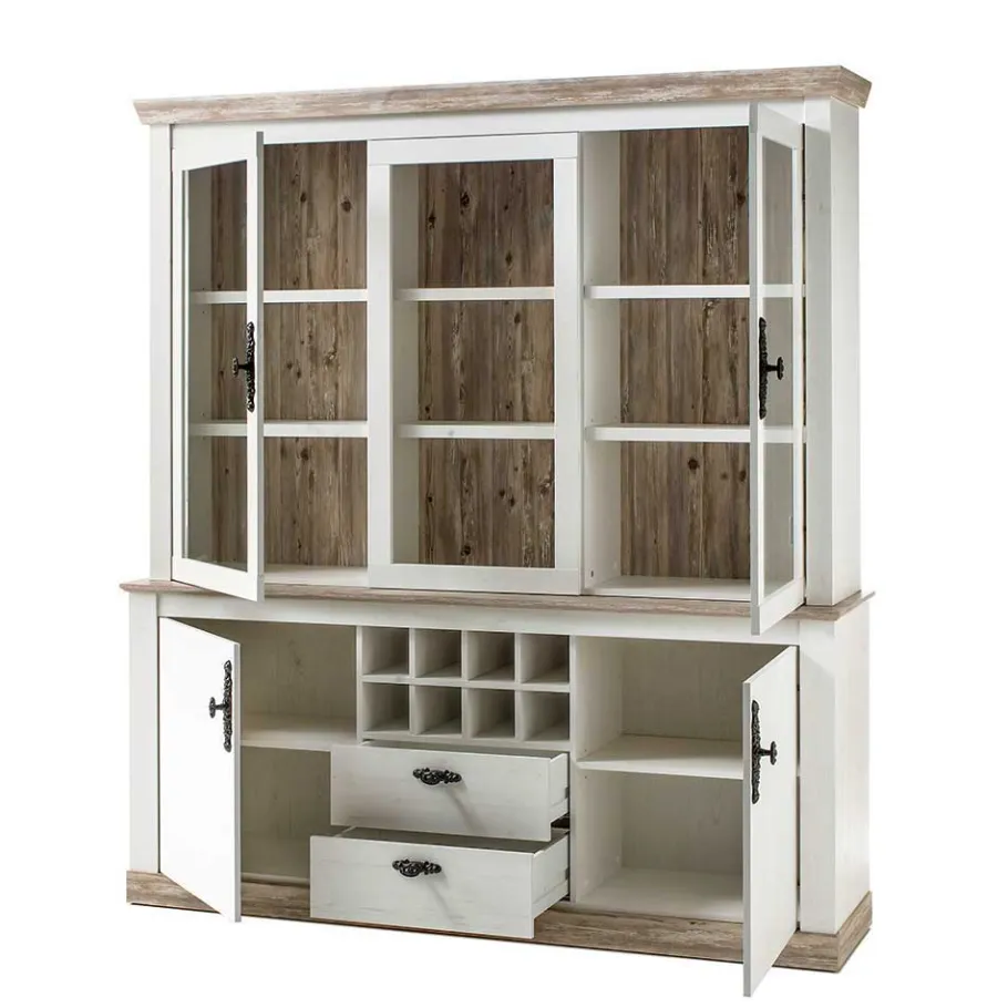 Clearance Wohnen Landhaus Buffet Schrank in Weiß Pinie Nedita 184 cm breit