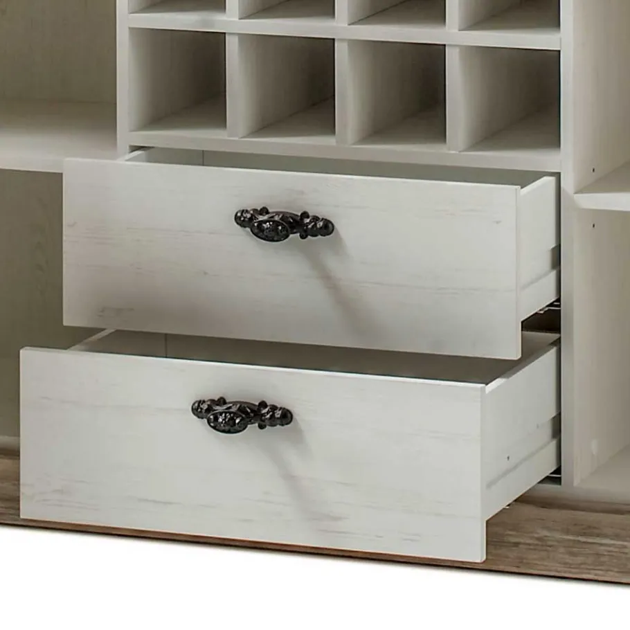 Clearance Wohnen Landhaus Buffet Schrank in Weiß Pinie Nedita 184 cm breit