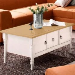 Best Wohnen Landhaus Couchtisch in Honigfarben und Weiß - Zentra