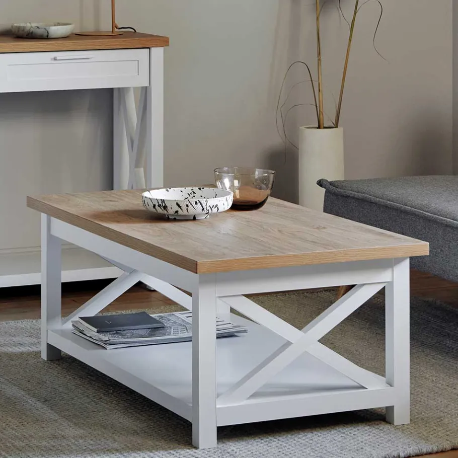 Outlet Wohnen Landhaus Couchtisch mit Ablagboden - Ristina