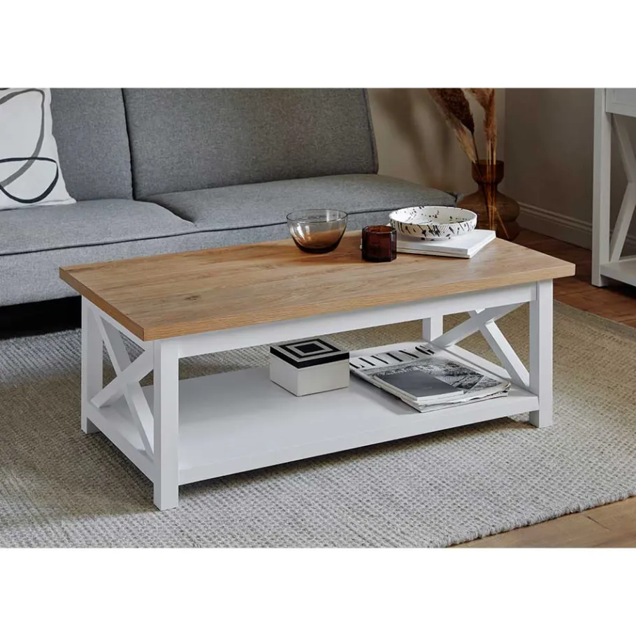 Outlet Wohnen Landhaus Couchtisch mit Ablagboden - Ristina