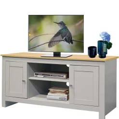 New Wohnen Landhaus Fernseher Unterschrank in Grau & Eiche - Poliesti