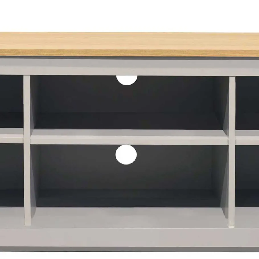 New Wohnen Landhaus Fernseher Unterschrank in Grau & Eiche - Poliesti