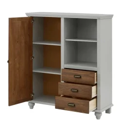 Hot Wohnen Landhaus Highboard in Holz Braun und Grau - Veproma