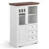 Sale Wohnen Landhaus Highboard in Weiß und Nussbaum Braun - Manipur