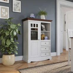 Sale Wohnen Landhaus Highboard in Weiß und Nussbaum Braun - Manipur