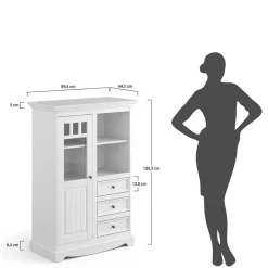 Sale Wohnen Landhaus Highboard in Weiß und Nussbaum Braun - Manipur