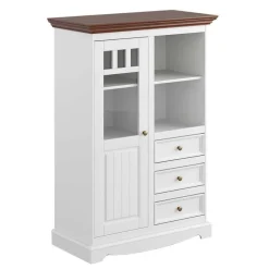 Sale Wohnen Landhaus Highboard in Weiß und Nussbaum Braun - Manipur