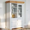 Outlet Wohnen Landhaus Highboard in Weiß & Kiefer Natur - Saluts