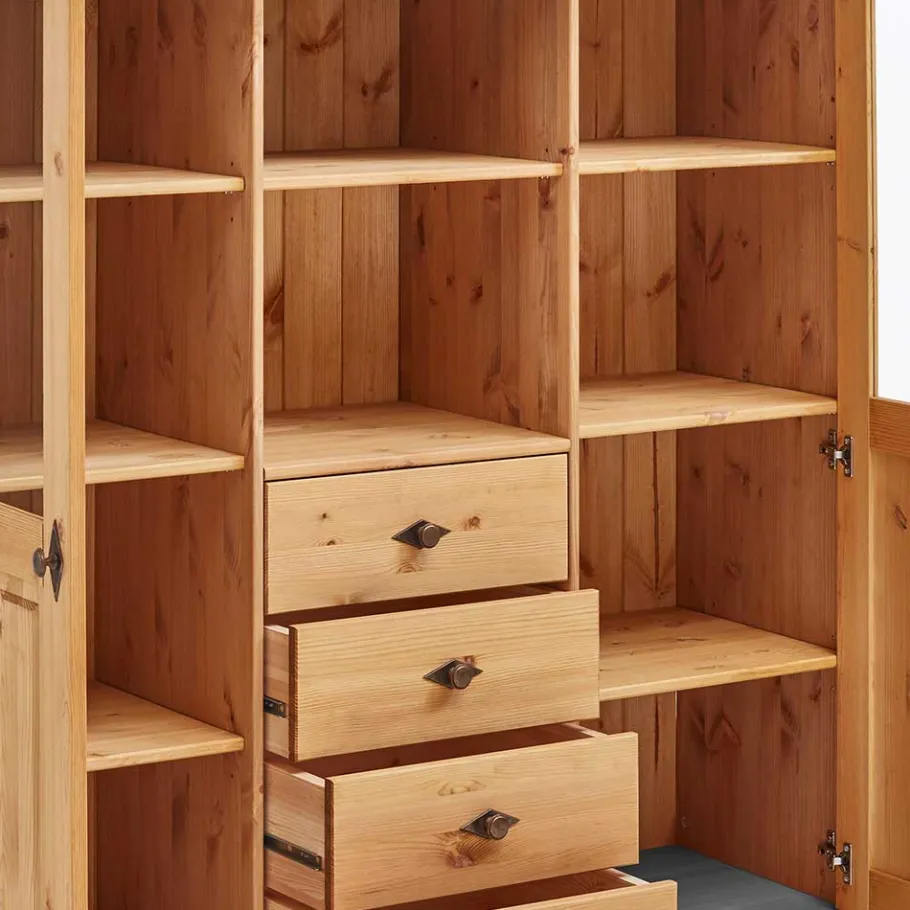 Online Wohnen Landhaus Highboard mit Glas aus Kiefer - Eshelas