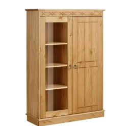 Best Wohnen Landhaus Highboard Vitrine aus Kiefer - Goro