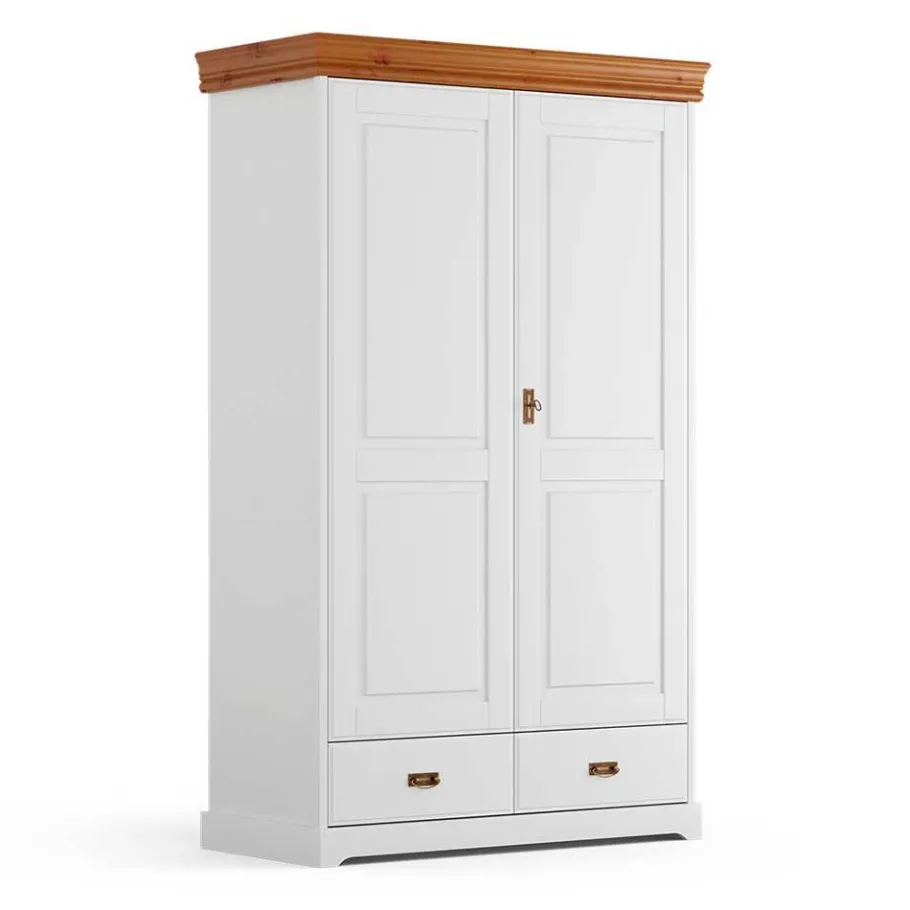Wohnen Landhaus Kombi-Kleiderschrank aus Kiefernholz - Varicano