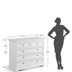 Outlet Wohnen Landhaus Kommode mit fünf Schubladen - Bordona