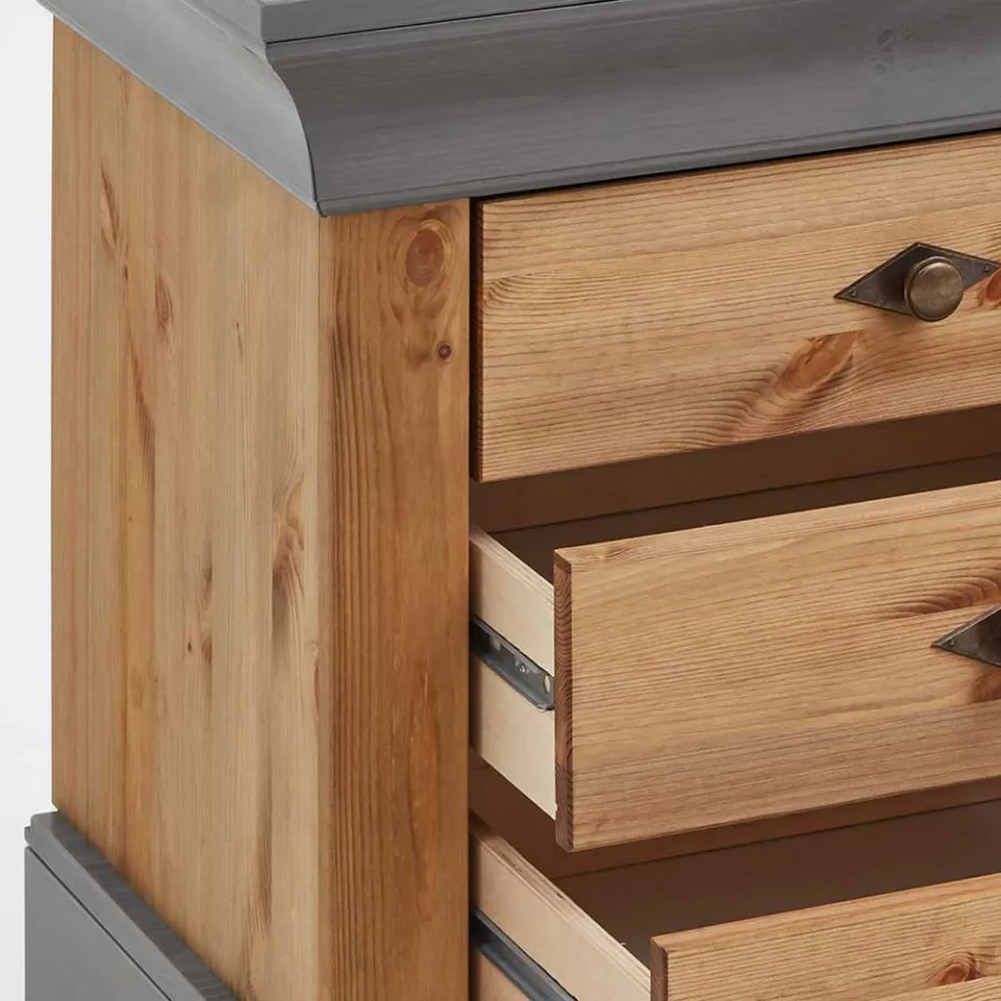 Online Wohnen Landhaus Lowboard mit 3 Schubladen & 2 Fächern - Eshelas
