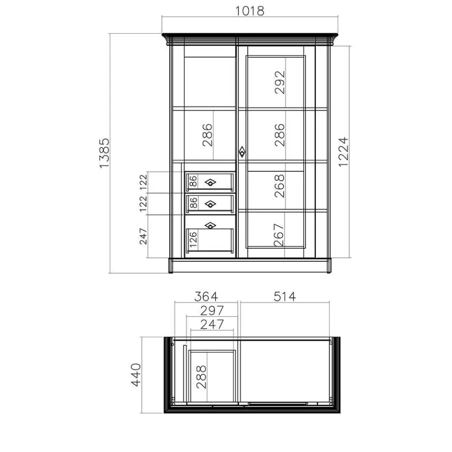 Online Wohnen Landhaus Möbel Kombination für Wohnzimmer - Diatara (vierteilig)