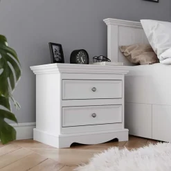 Outlet Wohnen Landhaus Nachtkommode in Weiß lackiert - Indico