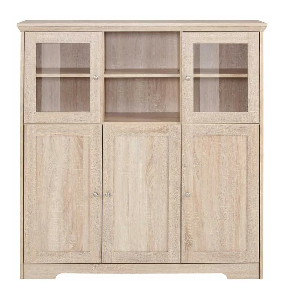 Online Wohnen Landhaus Optik Highboard mit 2 Glastüren - Rienva