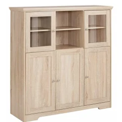 Online Wohnen Landhaus Optik Highboard mit 2 Glastüren - Rienva