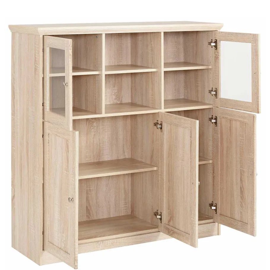 Online Wohnen Landhaus Optik Highboard mit 2 Glastüren - Rienva