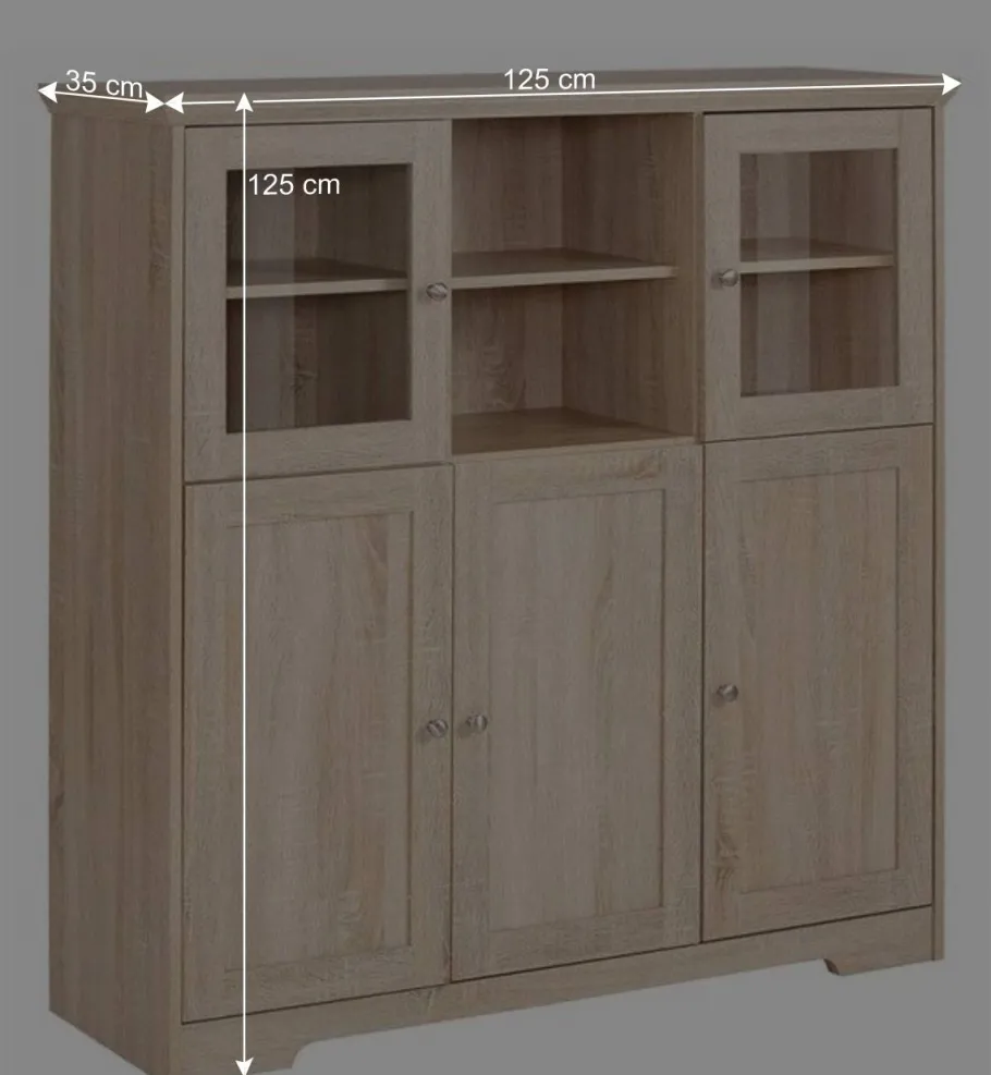 Online Wohnen Landhaus Optik Highboard mit 2 Glastüren - Rienva