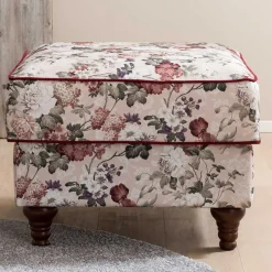Best Wohnen Landhaus Polsterhocker mit Vintage Blumen Muster - Baonga
