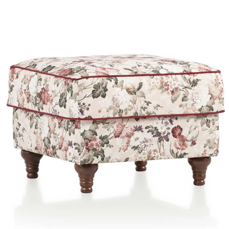 Best Wohnen Landhaus Polsterhocker mit Vintage Blumen Muster - Baonga