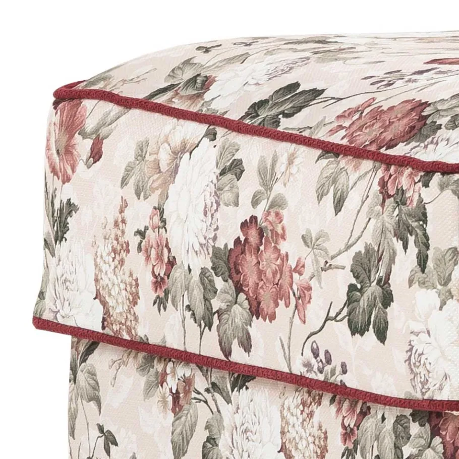 Best Wohnen Landhaus Polsterhocker mit Vintage Blumen Muster - Baonga