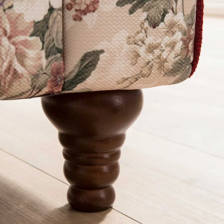 Best Wohnen Landhaus Polsterhocker mit Vintage Blumen Muster - Baonga