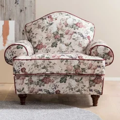 Hot Wohnen Landhaus Polstersessel mit Vintage Blumen Flair - Baonga