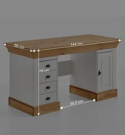 New Wohnen Landhaus Schreibtisch Sibiuta in Weiß