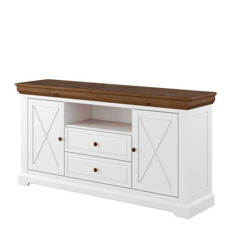 Sale Wohnen Landhaus Sideboard aus Kiefer zweifarbig - Zalya