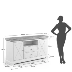 Sale Wohnen Landhaus Sideboard aus Kiefer zweifarbig - Zalya