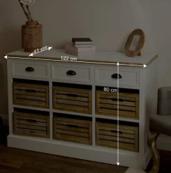 Outlet Wohnen Landhaus Sideboard Calavon mit Körben
