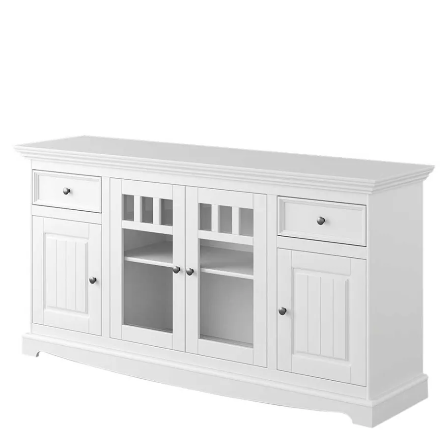 Outlet Wohnen Landhaus Sideboard in Weiß lackiert - Indico