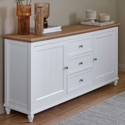 Online Wohnen Landhaus Sideboard in Weiß und Eiche - Smaly