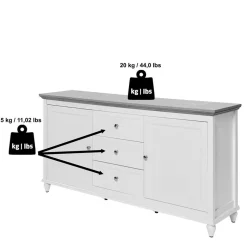 Online Wohnen Landhaus Sideboard in Weiß und Eiche - Smaly