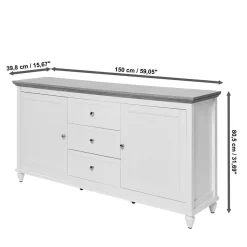 Online Wohnen Landhaus Sideboard in Weiß und Eiche - Smaly