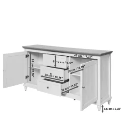 Online Wohnen Landhaus Sideboard in Weiß und Eiche - Smaly