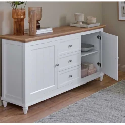 Online Wohnen Landhaus Sideboard in Weiß und Eiche - Smaly
