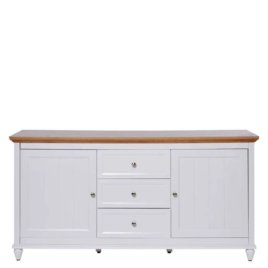 Online Wohnen Landhaus Sideboard in Weiß und Eiche - Smaly