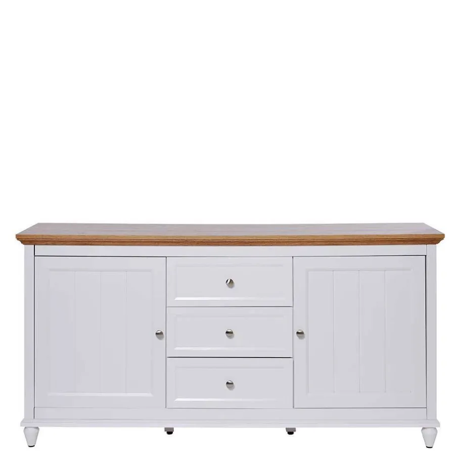 Online Wohnen Landhaus Sideboard in Weiß und Eiche - Smaly