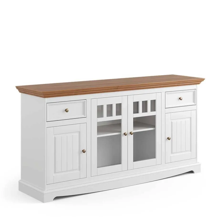 Wohnen Landhaus Sideboard mit Glaseinsätzen - Bordona