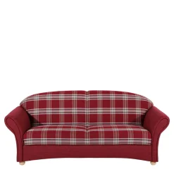 Online Wohnen Landhaus Sofa in Rot mit Karomuster - Lyatea